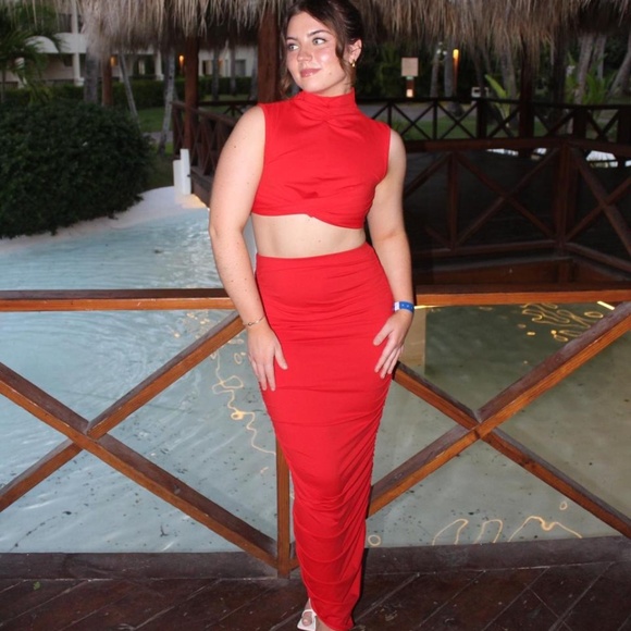 Shein Red Maxi Skirt Set - Picture 1 of 4